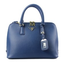Borsa tote Prada 0812 blu scuro con motivo a croce