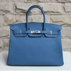 Hermes Birkin 35cm Togo borse in pelle blu argento