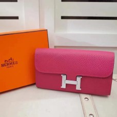 Hermes Constance Portafoglio Togo in pelle rosa
