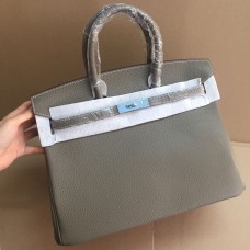 Hermes Birkin 35cm pelle bovina vena Borse argento kaki