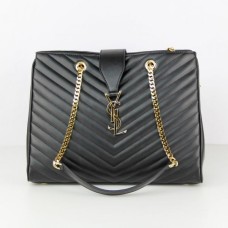 Borsa shopping YSL Saint Laurent con monogramma nera