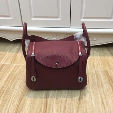 Hermes Lindy 30cm Borsa a mano argento bordeaux