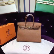 Hermes Birkin 30 cm Togo borse in pelle caffè chiaro oro