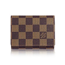 Porta biglietti da visita Louis Vuitton N62920 in tela Damier Ebene