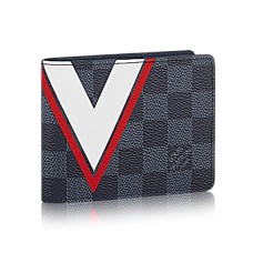 Louis Vuitton N64008 Portafoglio snello in tela Damier Cobalt